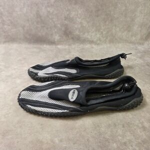 Surfgear Mens 10.5 Water Shoes Black Grey Mesh Neoprene Aqua Socks S1345